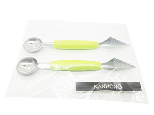 NANHONG 2 in 1 Multifunctional Melon Baller Scoop Spoon Fruit Carving Knife Pack of 2