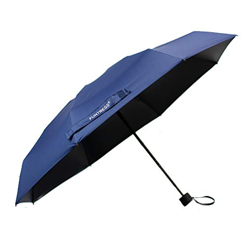 FUNTRESS Mini Compact Umbrella for Travel Extra Large UV Protection Sun Rain Umbrellas Women Kids Outdoor Gift Lightweight Upgraded (Navy Blue)