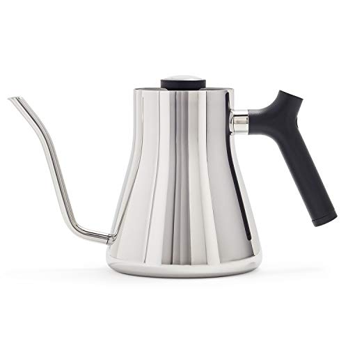 Fellow Stagg Stovetop Pour-Over Kettle For Coffee and Tea, 1.0L, Gooseneck Precision Pour Spout, Built-In Brew Range Thermometer, Counterbalanced Handle (Polished)