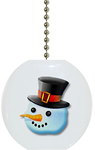 Snowman Black Hat Solid Ceramic Fan Pull