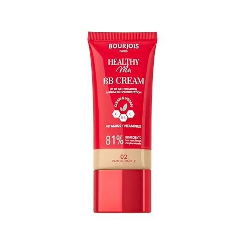 Healthy Mix, 02 Vanille, BB Crème, Fond de teint en crème, Couvrance et hydratation toute la journée, Vitamines C, E et B5, Formule clean et vegan, 30 ml