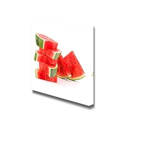 Canvas Prints Wall Art - Sliced Ripe Watermelon Fresh Fruits Photograph | Modern Wall Decor/Home Decoration Stretched Gallery Canvas Wrap Giclee Print & Ready to Hang - 12" x 12"