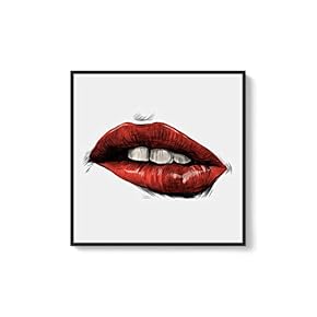 Framed Canvas Wall Art Sexy Lips Canvas Prints Home Artwork Decoration for Living Room,Bedroom - 16x16 inches