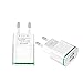 Europe Wall Charger, 2Pack 2.1A 5V Universal LED Dual USB European Travel Charger Power Adapter Charging Plug for iPhone 7/6/5S,Ipad, Samsung Galaxy S8 Plus S7/S6 Edge, LG, More Cellphone (White) primary