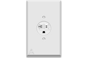 AIRMONT PRODUCTS Single Receptacle Outlet Kit, 20 Amp Commercial Grade Electrical Outlet for Appliances, Tamper Resistant, with White Oversized Metal Wall Plate Cover, UL Listed, Convenient Single Receptacle Bundle