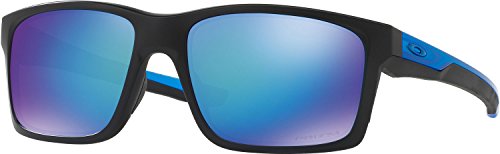 Oakley Men's Mainlink Polarized Iridium Rectangular Sunglasses, Matte Black w/Prizm Sapphire Polarized, 57 mm