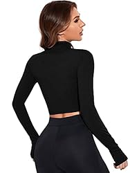 SweatyRocks Women's Long Sleeve Stand Collar Zip Up