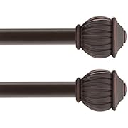 Kenney Beckett Standard Decorative Window Curtain Rod, 28-48&#34;, Weathered Brown, 2 Pack