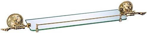 FCOWQKWAZPLS Continental Carved Shelf/Antique Gold Single Layer Glass Cosmetics/Bathroom Accessories/Towel Rack-C