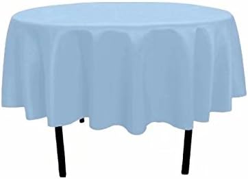 Silk Love Tablecloth - 70 Inch dia -Baby Blue-round Polyester Table Cloth, Wrinkle,Stain Resistant - Great for Buffet Table, Parties, Holiday Dinner &amp; More