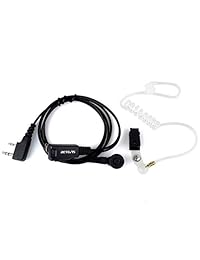 Retevis 2 pines, 2 vías, radio, auricular, tubo, acústico, auricular, auricular, micrófono, PTT para Baofeng UV-5R BF-888S. Retevis RT22 RT-5R Walkie Talkies (1 paquete)