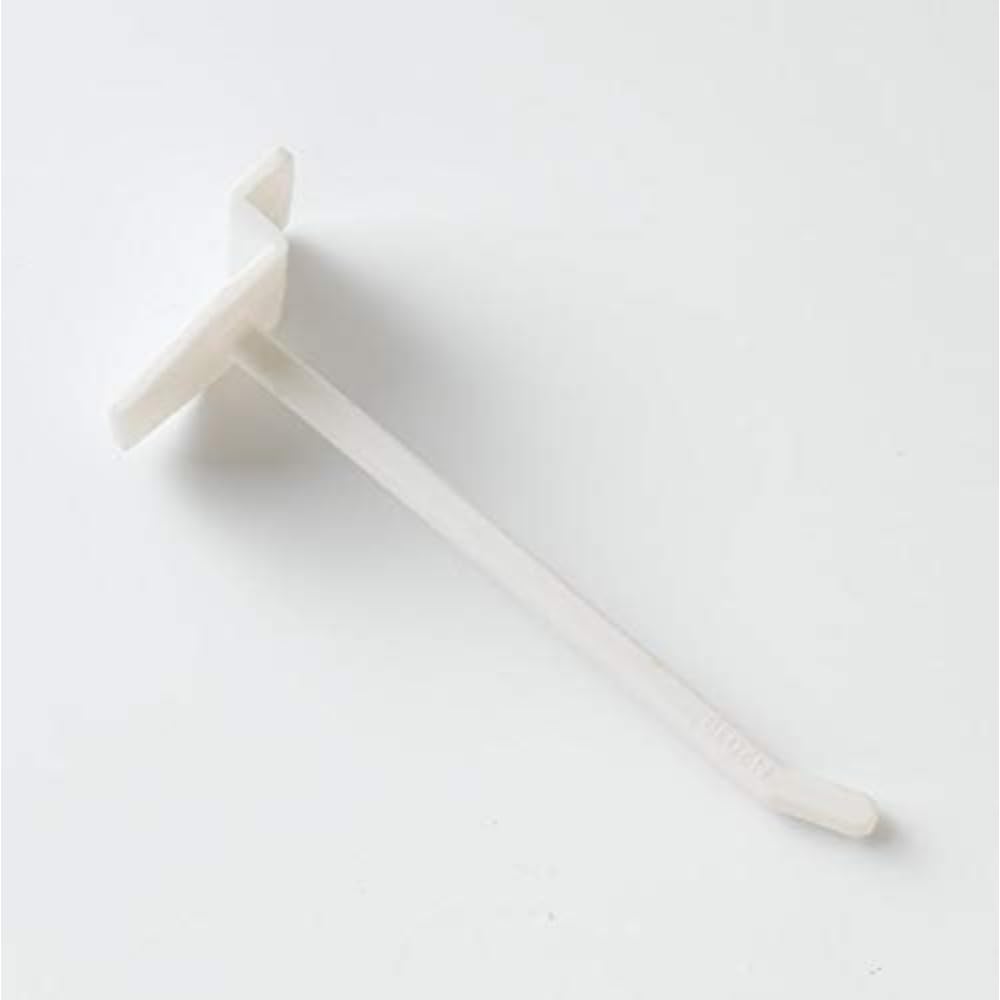 Merriway BH07539 (10 Pcs) Single Projection Slatwall Hooks, White Plastic 100mm (4 Inch) - Pack of 10 Pieces