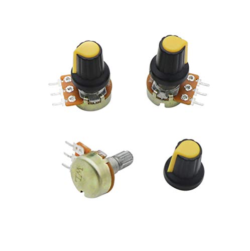 B10K 10K Ohm Knurled Shaft Linear Rotary Taper Potentiometer with Knob/Nuts/Washer Kit-20 Pcs