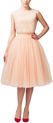 Sweetdresses Short A-Line Muiti-Color Tulle Petticoat Half Slip Underskirt (Large/X-Large, Blush Pink)
