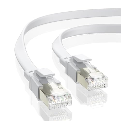 BAHIWOM Cat8 Ethernet Cable - 2m, 40Gbps/2000Mhz Gigabit Patch Cable, Compatible with Router, Modem, PC, Laptop - White โ image 1