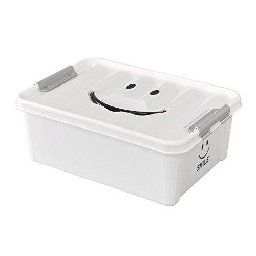 Time Concept Kids Smile Plastic Storage Box - Small, White - Clothing Bin, Toy Container, Stackable Organizer