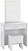 Coaster Home Furnishings Harvey Contemporary 3-Piece 1-Drawer Makeup Vanity Desk with Jewelry Storage Vanity Mirror and White Faux Leather Upholstered Storage Vanity Stool White 300290