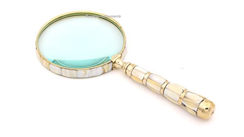 Brass MOP 10X Magnifier, Handheld Reading Magnifying Glass, Best for Reading, Crossword Puzzle, Rocks, Coins, Stamps and Inspection, Perfect for Personal Use, Office, Classroom, Travel