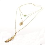 GOWE Fashion Simple Necklaces Leaf Long Pendant Necklaces 3 Layer Chain Necklace Multilayer Necklaces