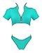 RUUHEE Women Rash Guard Short Sleeve Bathing Suits High Waist 2 Piece Sporty Bikini