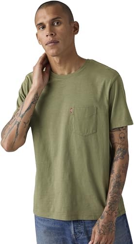 Maglietta da Uomo a Maniche Corte Classic Pocket Tee, Moss Olive 0908736 - Slub, M