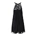 vanberfia Women's Lace Patchwork Loose Casual Mini Chiffon Dress