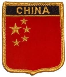 Novelty Embroidered Iron on Patch - International Flag Sheild - China Crest Applique