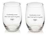 I Solemnly Swear That I Am Up To No Good Harry Potter Stemless 15 oz Wine or Whiskey Cocktail Glass Set of 2