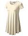 URBANCLEO Womens Round Neck Elong Tunic Top Mini T-Shirt Dress Ivory 3XLARGE