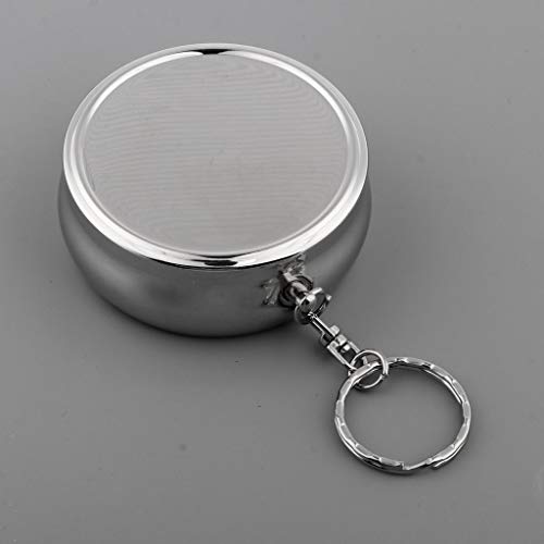 SM SunniMix Portable Pocket Ashtray/Vehicle Cigarette Ashtray, Mini Stainless Steel Ashtray with Key Chain and Inside Mirror - L - Thumbnail 3