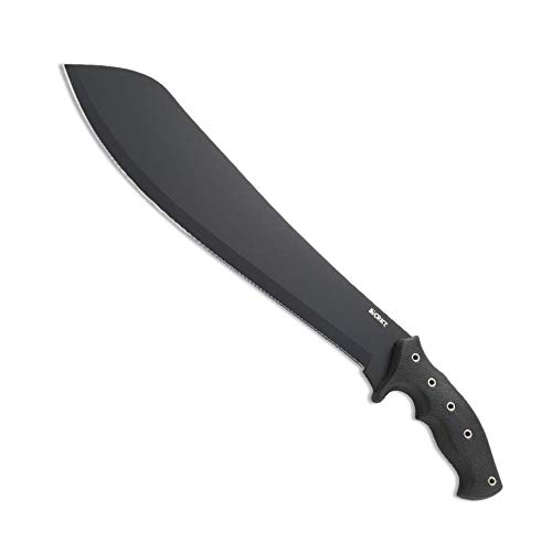 CRKT Halfachance Fixed Blade Parang Machete: 18 Inch Black Powder Coated Carbon Steel Parang Style Blade with Nylon Sheath for Survival, Hunting & Camping K920KKP