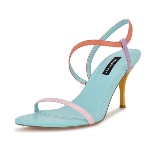 Nine West Women’s Carolyn Heeled Sandal, Pink/Orange/Lavender Multi 680, 7.5