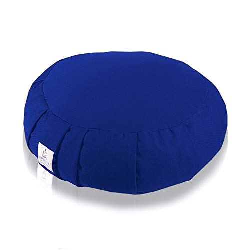 OMMETTA Waterproof Meditation Cushion – Natural and Organic Filled Yoga Pillow with Removable Machine Washable Anti-UV Cover [7 Colors – Round, Crescent] (Round Cover Only – Blue, Round Cover Only)