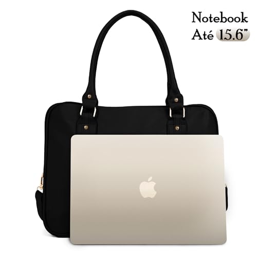 Bolsa Feminina Pasta Executiva para Notebook até 15.6” Reforçada Couro Ecológico para Trabalho, Reuniões e Dia a Dia Tamanho Grande