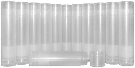 DIY Natural Products 12 Clear Round Empty Lip Balm Tubes with Caps Set 5.5 mL USA Made BPA Free Plastic for at home bulk bees wax cosmetic deodorant lipstick perfume glue non (black amber candle tray)