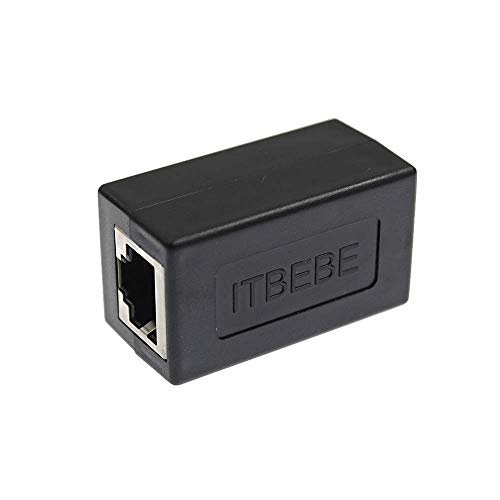 ITBEBE 1 Piece Black RJ45 in-Line Coupler Connector for Cat7 Cat6 Cat5e Ethernet Network Cable Extender Adapter (1-Piece, Black)