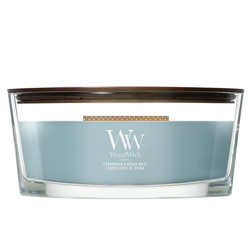 WoodWick Scented Candle | Ellipse Candle | Cedarwood & Ocean Moss | Perfect Gifts for Women