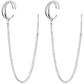 925 Sterling Silver X Criss Cross Cuff Earrings Wrap Tassel Earrings for Women Gold Plated/White Gold Plated Threader Earrings Chain Crawler Earrings