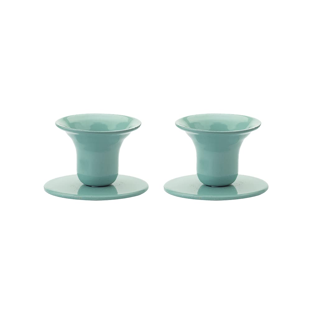 Kunstindustrien®, The Bell Candle Holders, 16 colours available, Minimalistic Candlestick Holders made from iron, Taper Candle Holder for Candles with diameter 21-23mm, 2 pack (Turquoise)