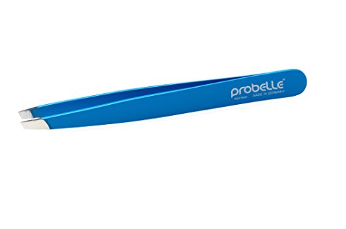 UPC 857188005606, Probelle Full Size Slant Stainless Steel Tweezer, Brow Tweezer, and Hand Made Tweezer, Blue