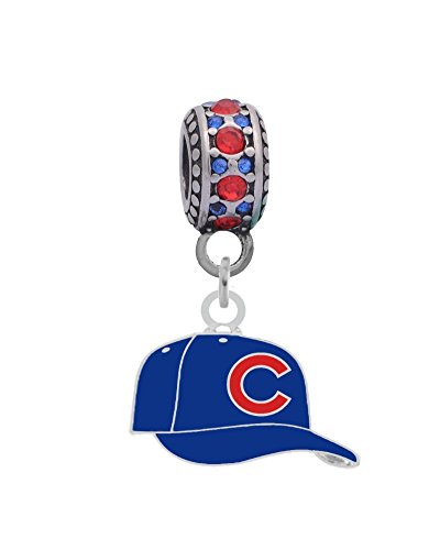 Chicago Cubs Ball Cap Charm Fits Most Bracelet Lines Including Pandora, Chamilia, Troll, Biagi, Zable, Kera, Personality, Reflections, Silverado and More ...