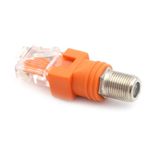 Davitu 1Pcs F-Type Connector RF Female To RJ45 Male Coaxial Barrel Coupler Adapter Coax Adapter, RJ45 To RF Connector
