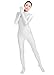 Ensnovo Womens One Piece Unitard Full Body suit Lycra Spandex Skin Tights White,M