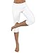 ODODOS Power Flex Yoga Capris Pants Tummy Control Workout Running 4 Way Stretch Yoga Capris Leggingss With Hidden Pocket,White,Medium