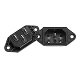 AMAZECO Screw Mount 3 Pins IEC320 C14 Inlet Power Plug Socket AC 250V 10A Black Pack of 2