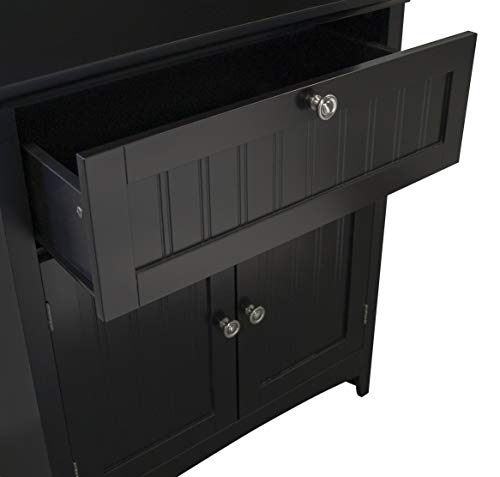 OS Home and Office Framed Glass Doors and Drawer in Black kitchen buffet with hutch