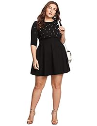 Milumia - Vestido corto para mujer (3 4), diseño de patinador con cuentas