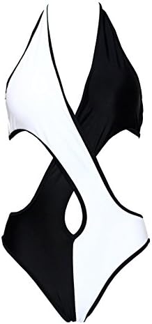 WE&amp;ZHE Women bikini body swimsuit hot spring swimsuit, black and white , black and white , m