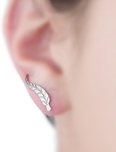 Feather ear cuff, silver feather, titanium earring
