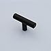 Home Accessories Factory 5 Pack - Upgrade Single Hole Flat Black Cabinet Knobs 2in 50mm Length, Euro T Style Drawer Pulls Stainless Steel Kitchen Furniture Hardware Round Tube Cupboard Door Handles